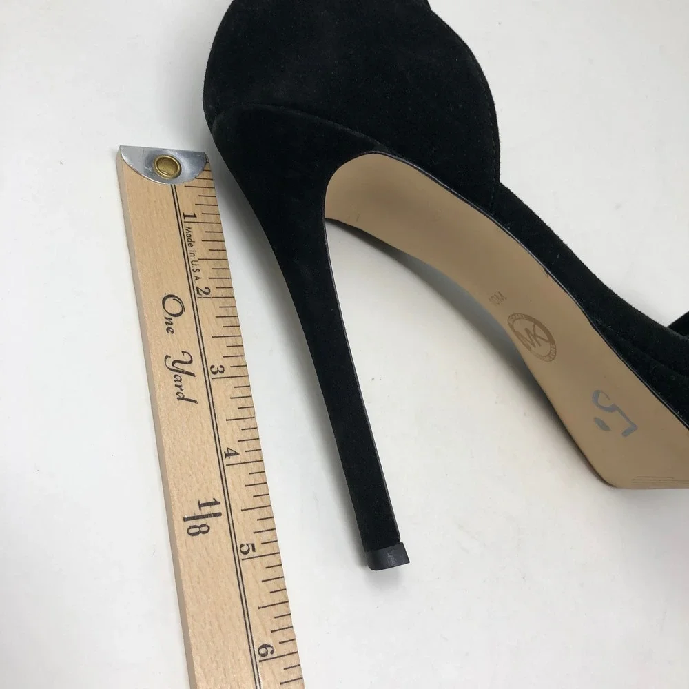 Michael Kors Platform Sandals Womens 10 Black Suede Ankle Strap Stiletto‎ SG22F